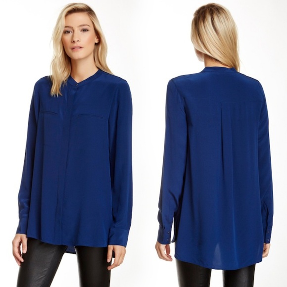 Vince Tops - Vince Blue Silk Oversized Pocket Top